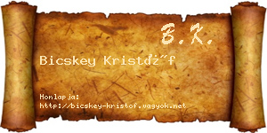 Bicskey Kristóf névjegykártya